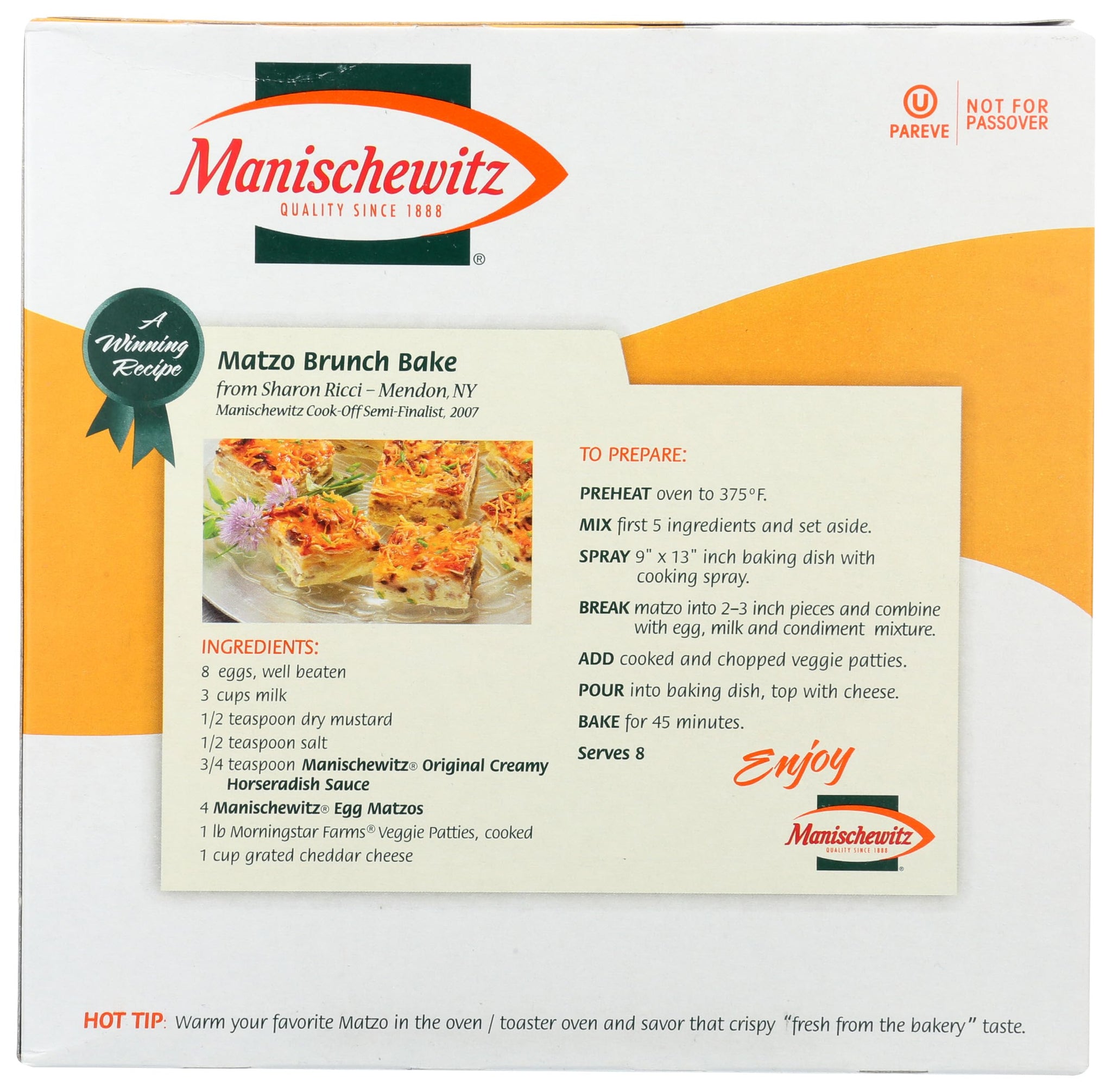 Manischewitz Matzo Cracker, Egg, 12 Ounce