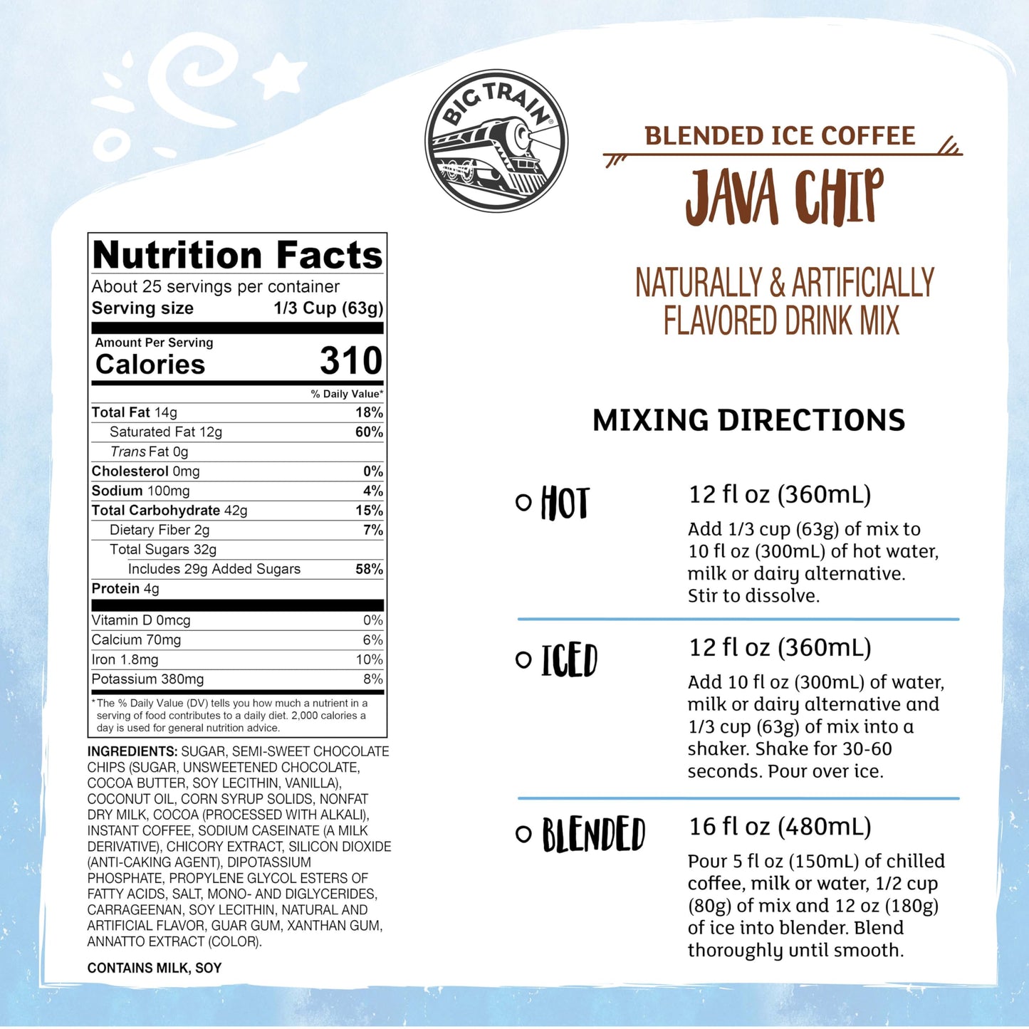 Big Train Java Chip Blended Ice Coffee Beverage Mix, 3.5 Pound (Pack of 1)