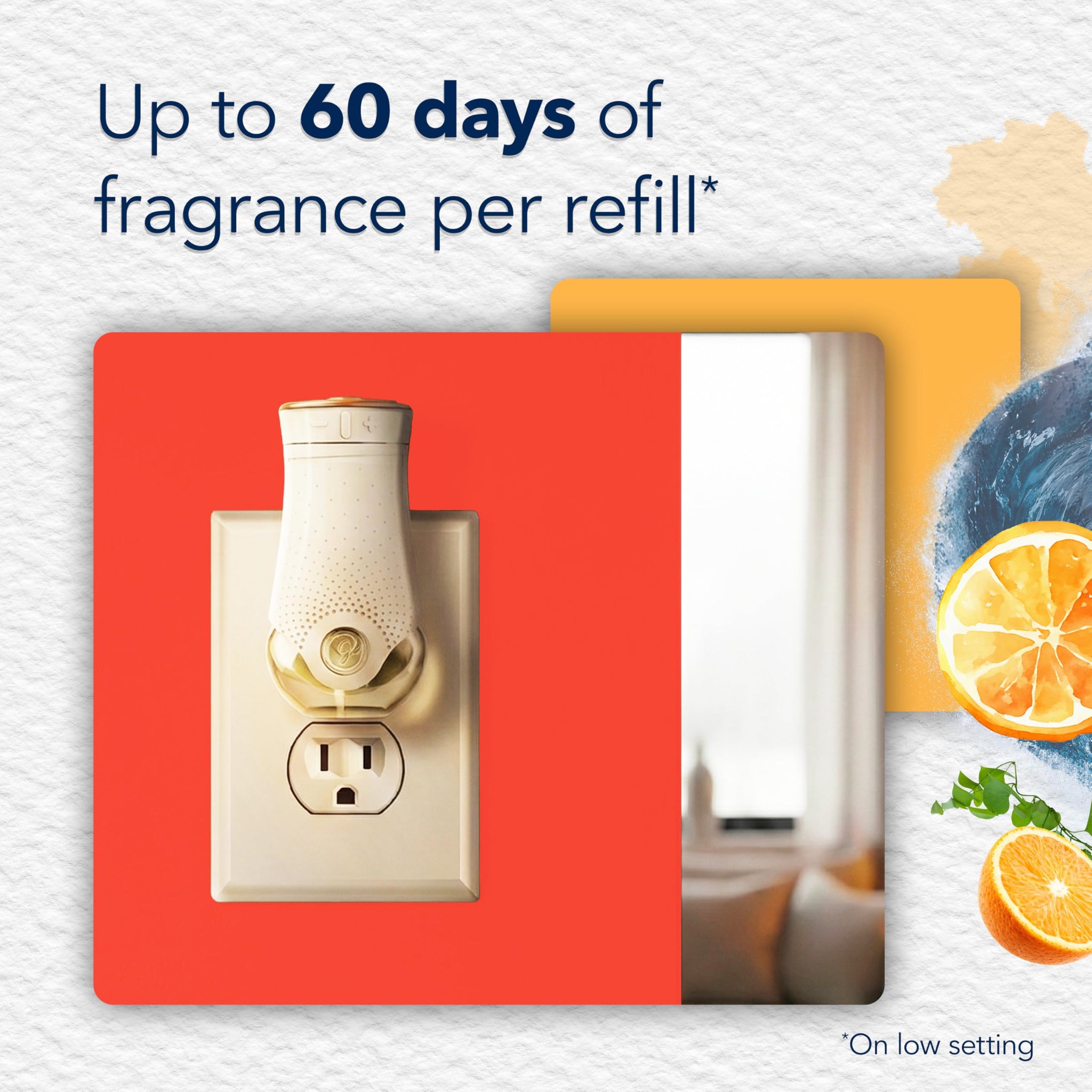 Glade PlugIns Refills Air Freshener Starter Kit, Scented Oil for Home and Bathroom, Coastal Sunshine Citrus, 0.67 Fl Oz, 1 Warmer + 1 Refill