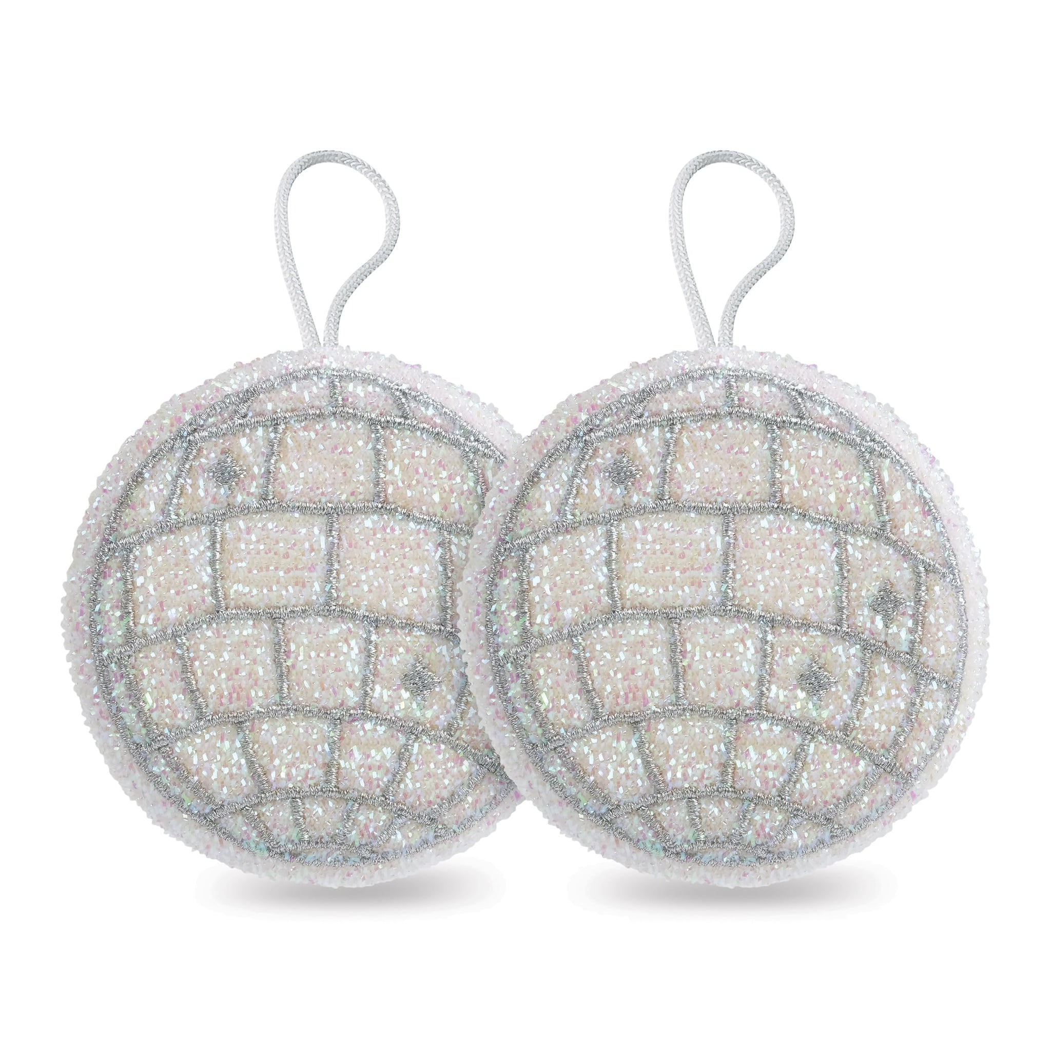 Genuine Fred DISCHO Fever Kitchen Sponges, Set of 2 Disco Ball Scrubber Sponges, Gentle on Cookware, Tough on Grime, Corded Loop for Easy Drying, Fun