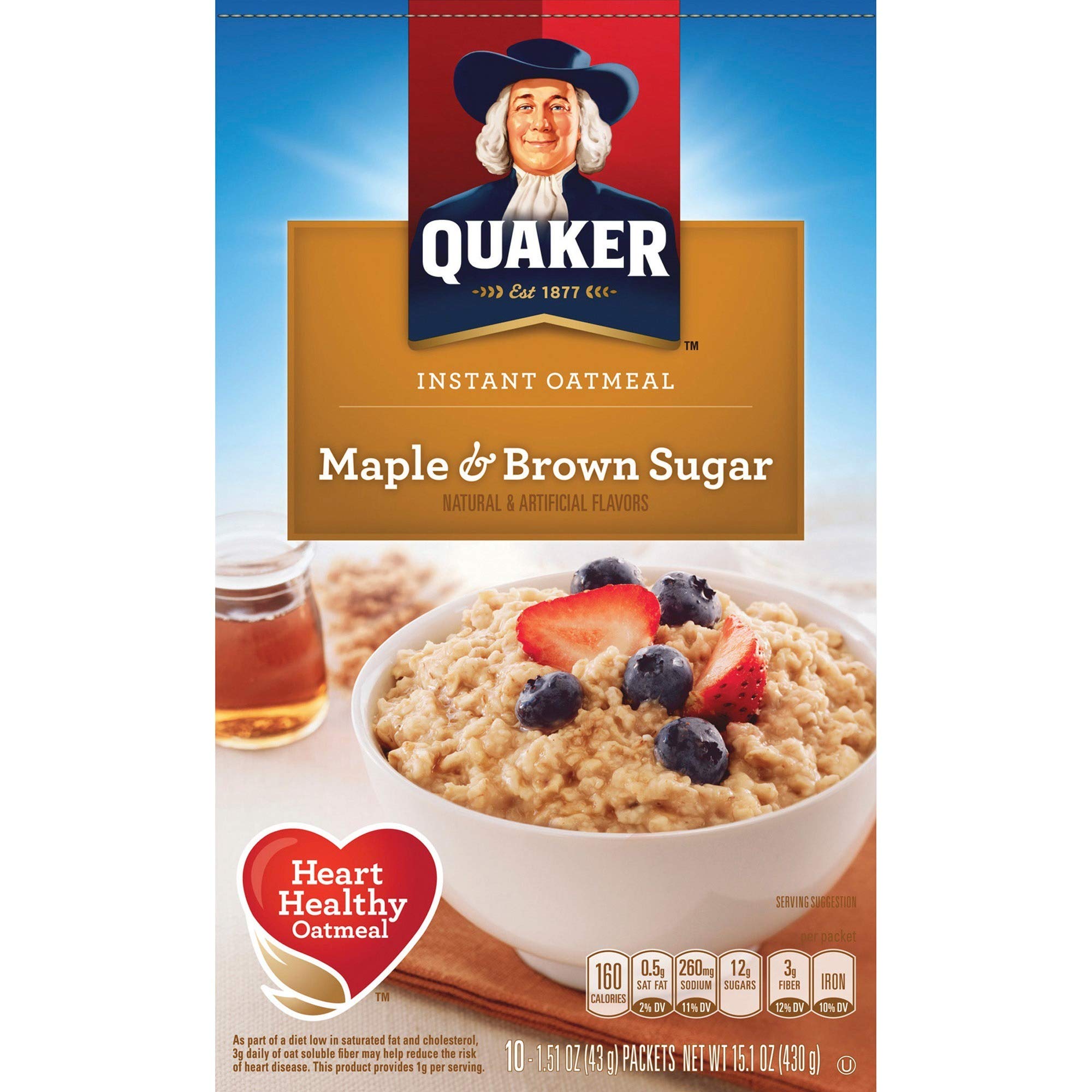 Quaker Instant Oatmeal, Maple Brown Sugar, 10 Count