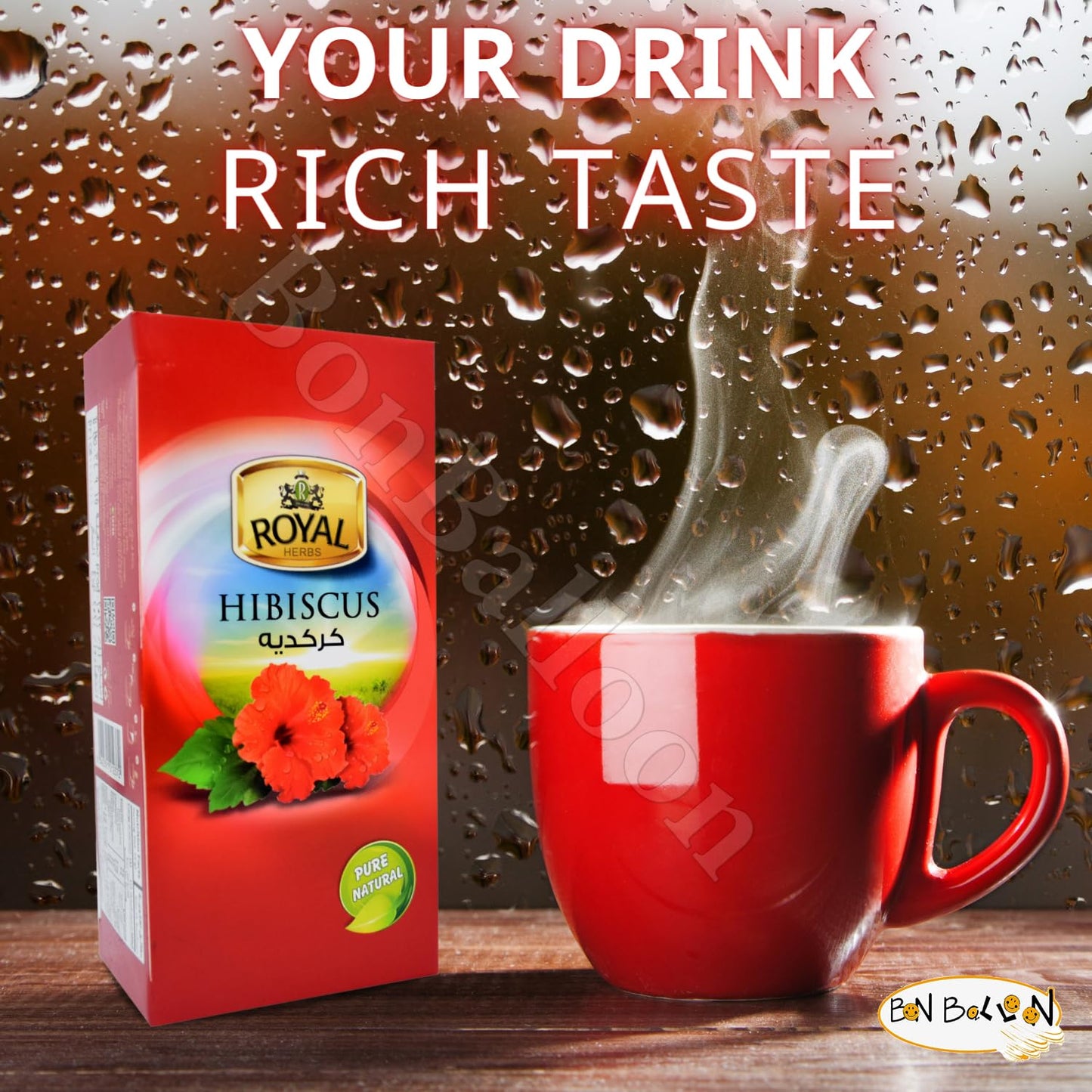 Royal Natural Hibiscus Flower Tea Bags Pure Natural Dried Roselle Egyptian Herbal Caffeine Free Egypt Aswani Aswan Chai Hybiscus Hibscus Tea's
