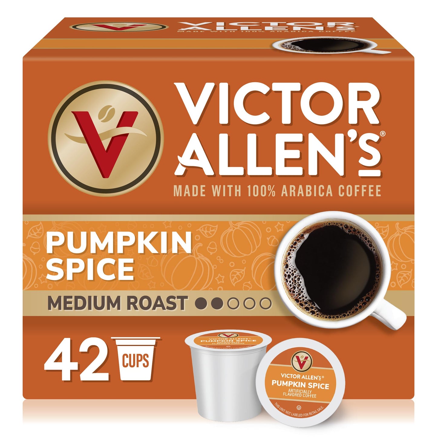 Victor Allen's Coffee Pumpkin Spice Flavored, Medium Roast, 42 Count, Single Serve Coffee Pods for Keurig K-Cup Brewers