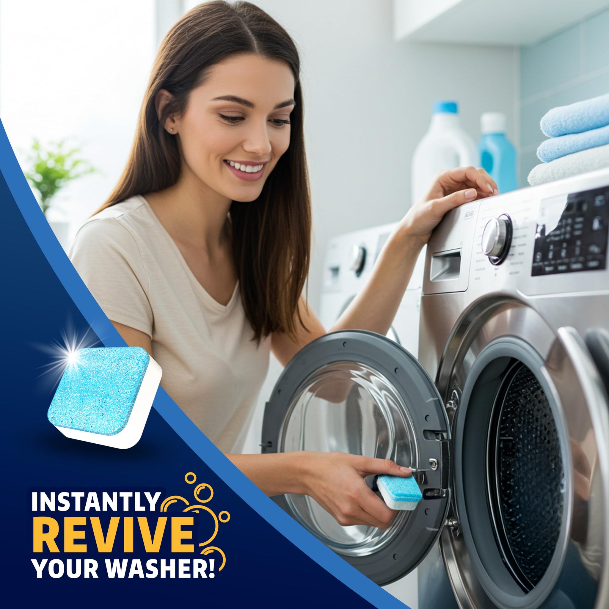 Washing Machine Cleaner Tablets 24 Pack - Deep Cleaning Tablets for Front & Top Load, Works With HE Washers, Removes Residue, Odor & Pet Hair - 12