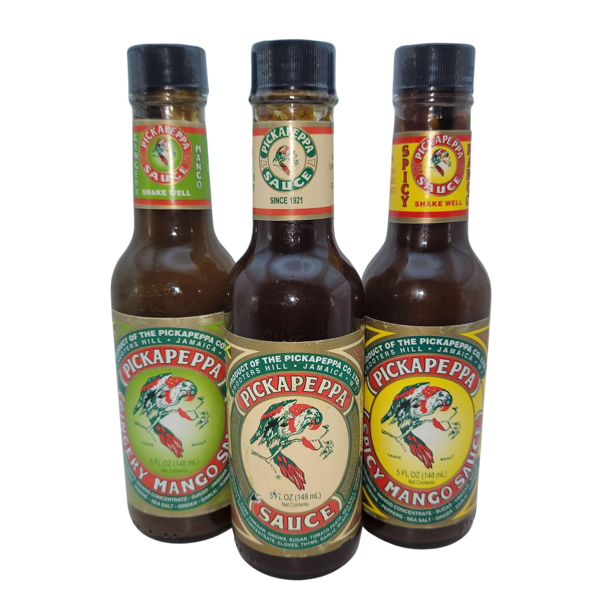 Pickapeppa Sauce 3-Pack Variety - Original, Spicy Mango, and Gingery Mango | Jamaican Multi-Flavour Condiment Multipack for Cooking, Grilling,