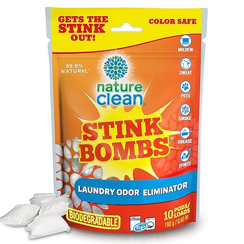 Nature Clean Stink Bomb Odor Remover Pacs for Laundry, 10 Count