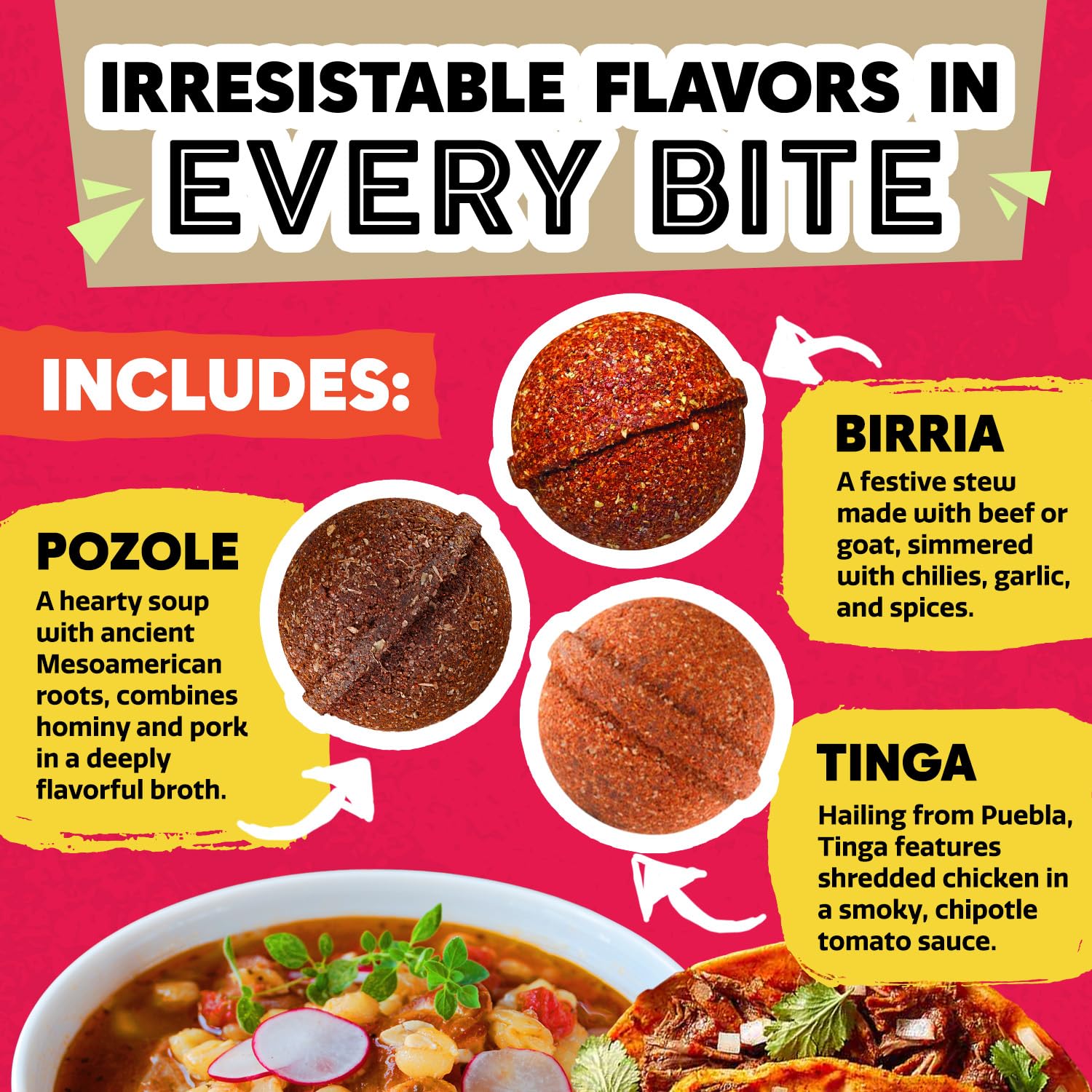 EZ Bombs Variety Pack - Pozole, Tinga & Birria Bomb Seasonings - Authentic Mexican Spice Mix for Tacos, Tortas, Nachos & Pozole Soup - Made with Real