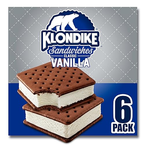 Klondike Ice Cream Sandwich Vanilla 6 Count for a Delicious Frozen Dessert Kosher Certified Ice Cream Simple Dessert Made With No Artificial Growth