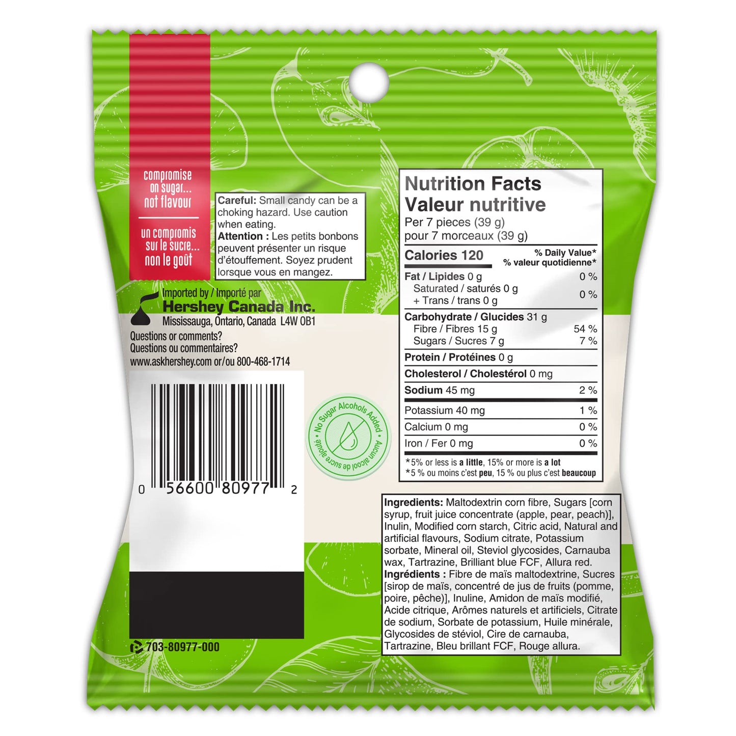 Press'd Fruit Gummies, Green Apple, Pear, & Peach Flavors, 100g/3.5 oz., Bag (Imported from Canada)