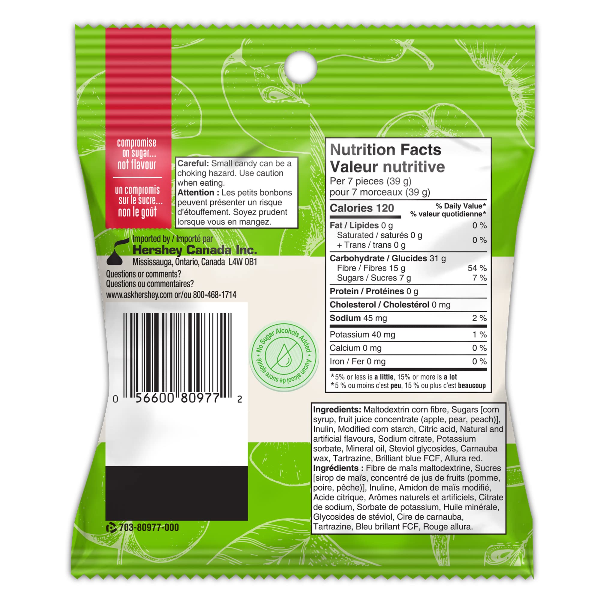 Press'd Fruit Gummies, Green Apple, Pear, & Peach Flavors, 100g/3.5 oz., Bag (Imported from Canada)
