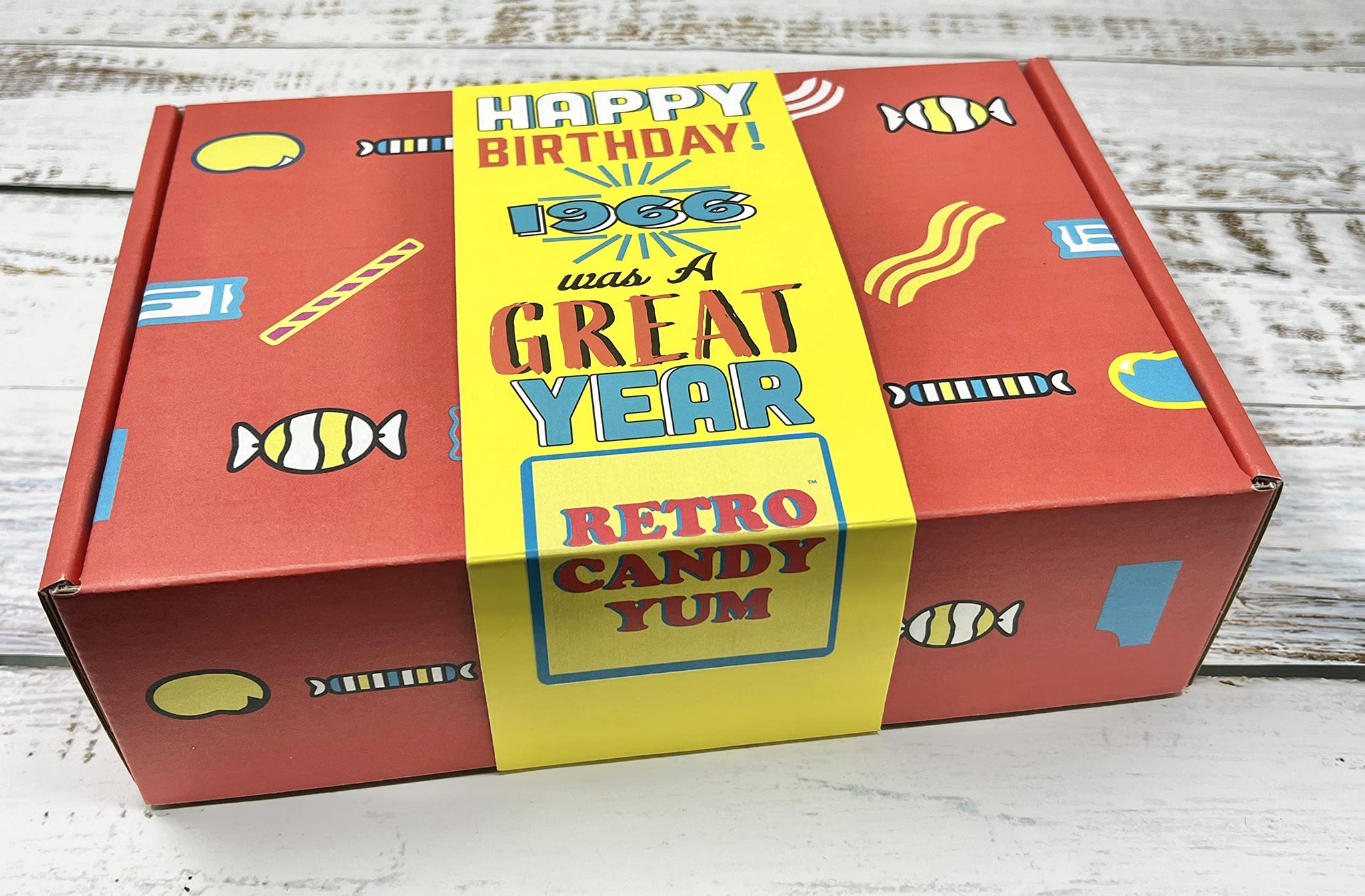 1966 Nostalgic Candy Childhood Mix Gift Box for 60th Birthday for Man or Woman Jr