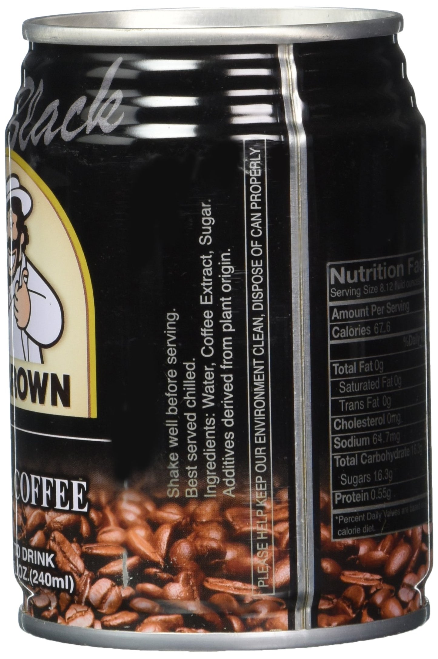 Mr. Brown Black Coffee, 8.12 Ounce (Pack of 24)
