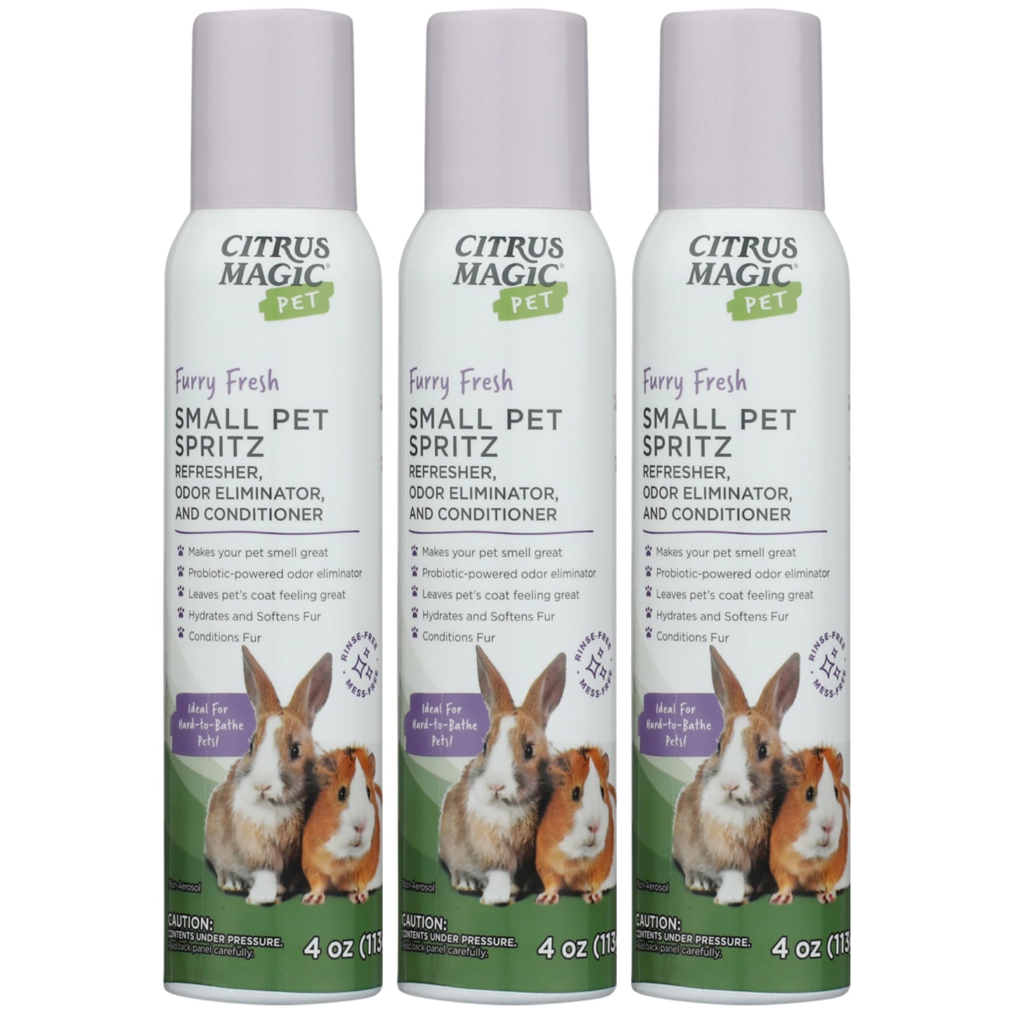 Citrus Magic Pet Small Pet Spritz Refresher, Odor Eliminator, and Conditioner, Furry Fresh, 4-Ounce, Pack of 3