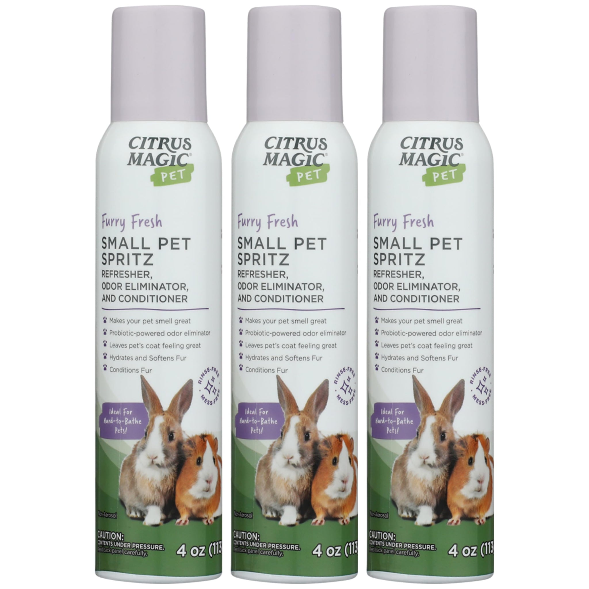 Citrus Magic Pet Small Pet Spritz Refresher, Odor Eliminator, and Conditioner, Furry Fresh, 4-Ounce, Pack of 3
