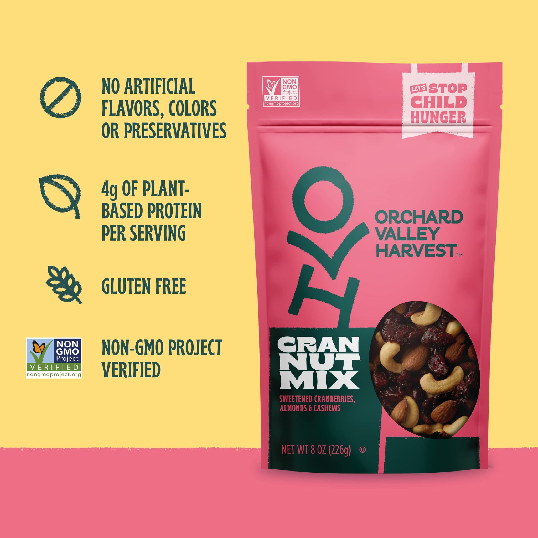 Orchard Valley Harvest Cran Nut Trail Mix, 1oz Bags (Pack of 8), Sweetened Cranberries, Almonds, Cashews, Gluten Free, Trail Mix Individual Packs