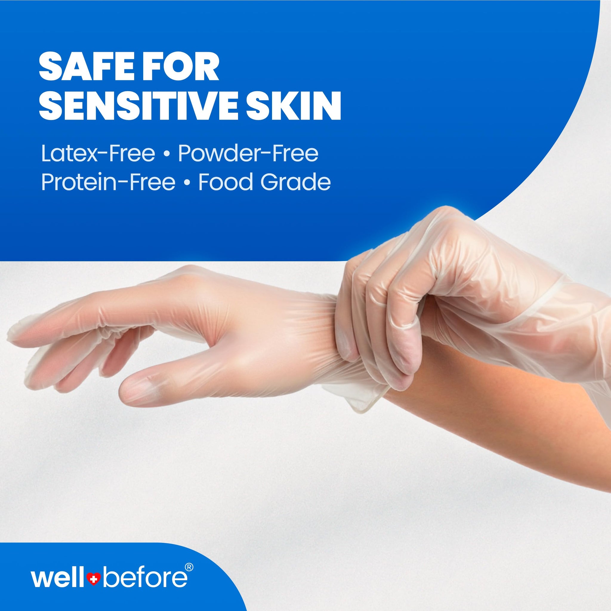 Well Before Disposable Synmax 4g Food Grade Vinyl Gloves, Clear, Medium, 200 Count - Latex-Free, Powder-Free Disposable Gloves for Healthcare & Food