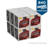 Georgia-Pacific Professional 25024 Brawny Industrial Heavy Duty Qrtrfld Shop Towels, 13x13, White, 70 Per Pack (Case of 12 Packs)