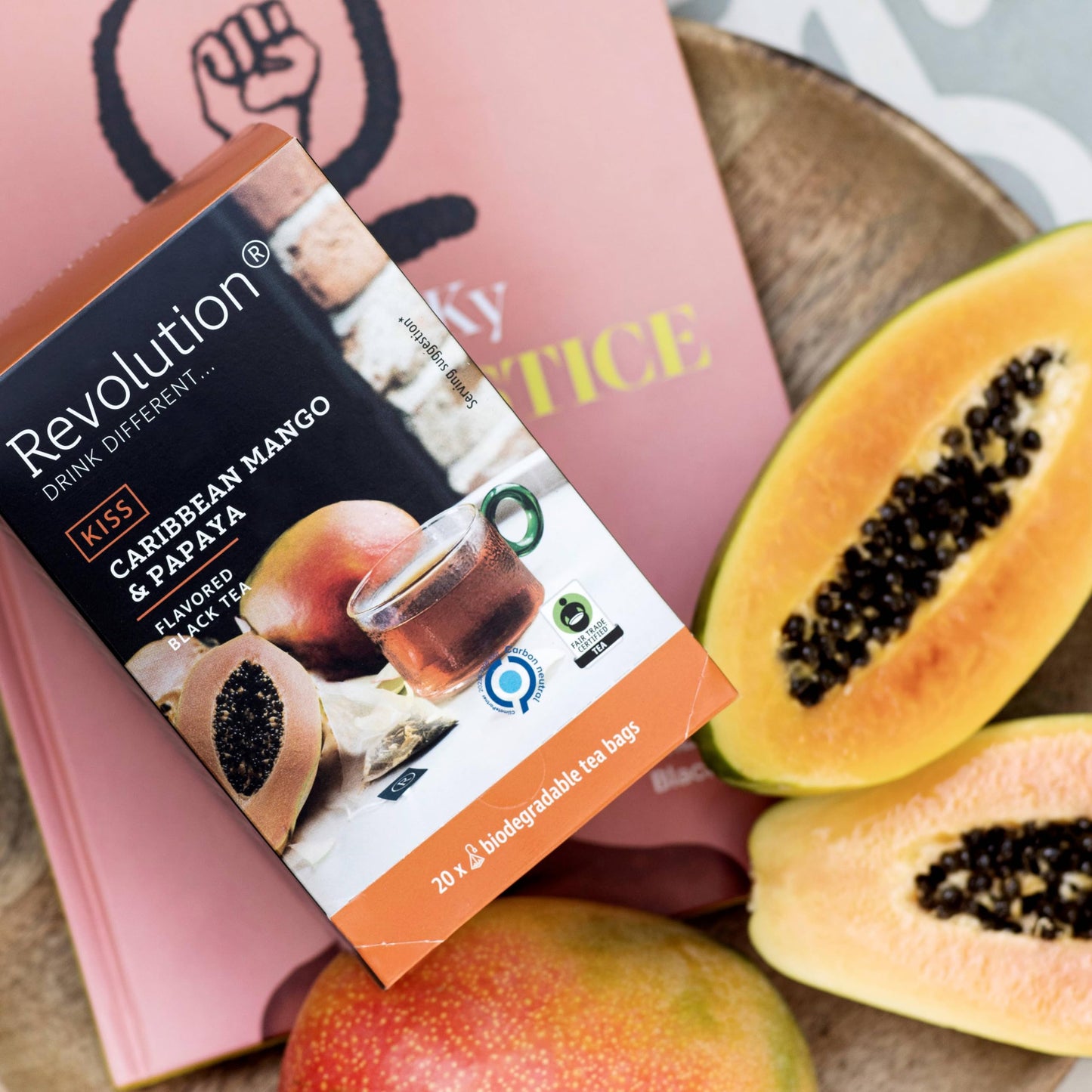 REVOLUTION TEA® Tropical Black Tea [THE ORIGINAL] - Caribbean Mango & Papaya - Premium Full Leaf Tea - Biodegradable Infuser Tea Bags - Flavored Black