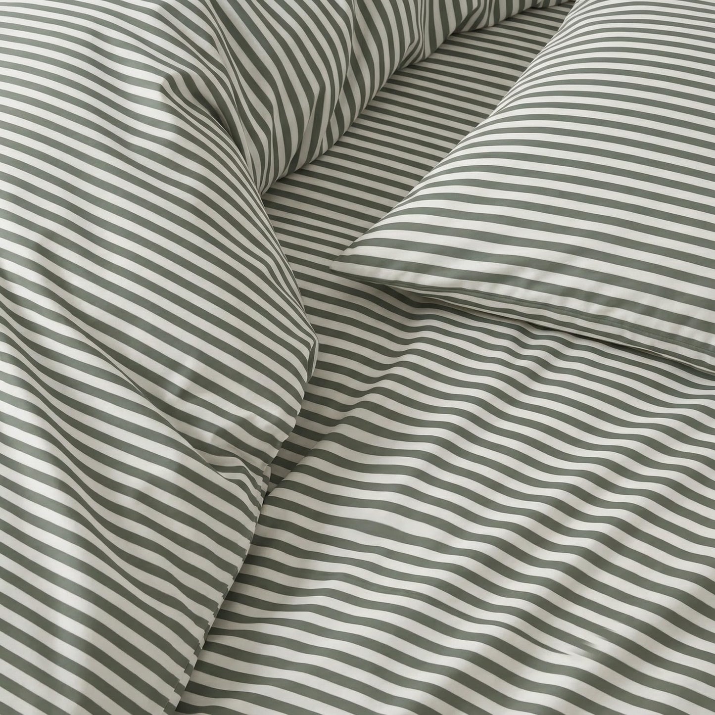 Italic Luxe Twin Sheet Set - 400TC Australian Sateen Cotton - Ultra-Soft Hotel Quality Cooling Bed Sheets - 3-Piece Mini-Stripe Set with Deep Pockets