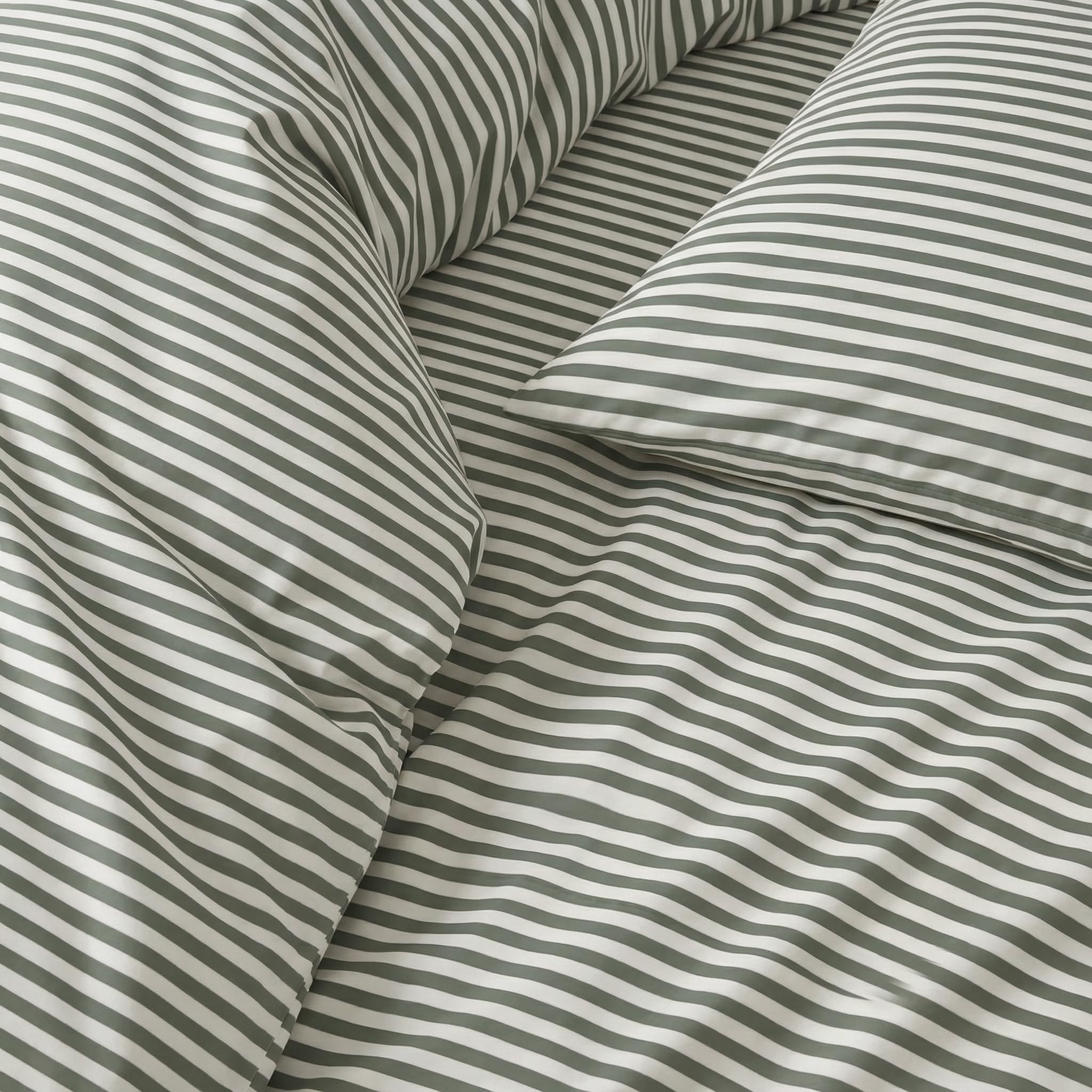Italic Luxe Twin Sheet Set - 400TC Australian Sateen Cotton - Ultra-Soft Hotel Quality Cooling Bed Sheets - 3-Piece Mini-Stripe Set with Deep Pockets