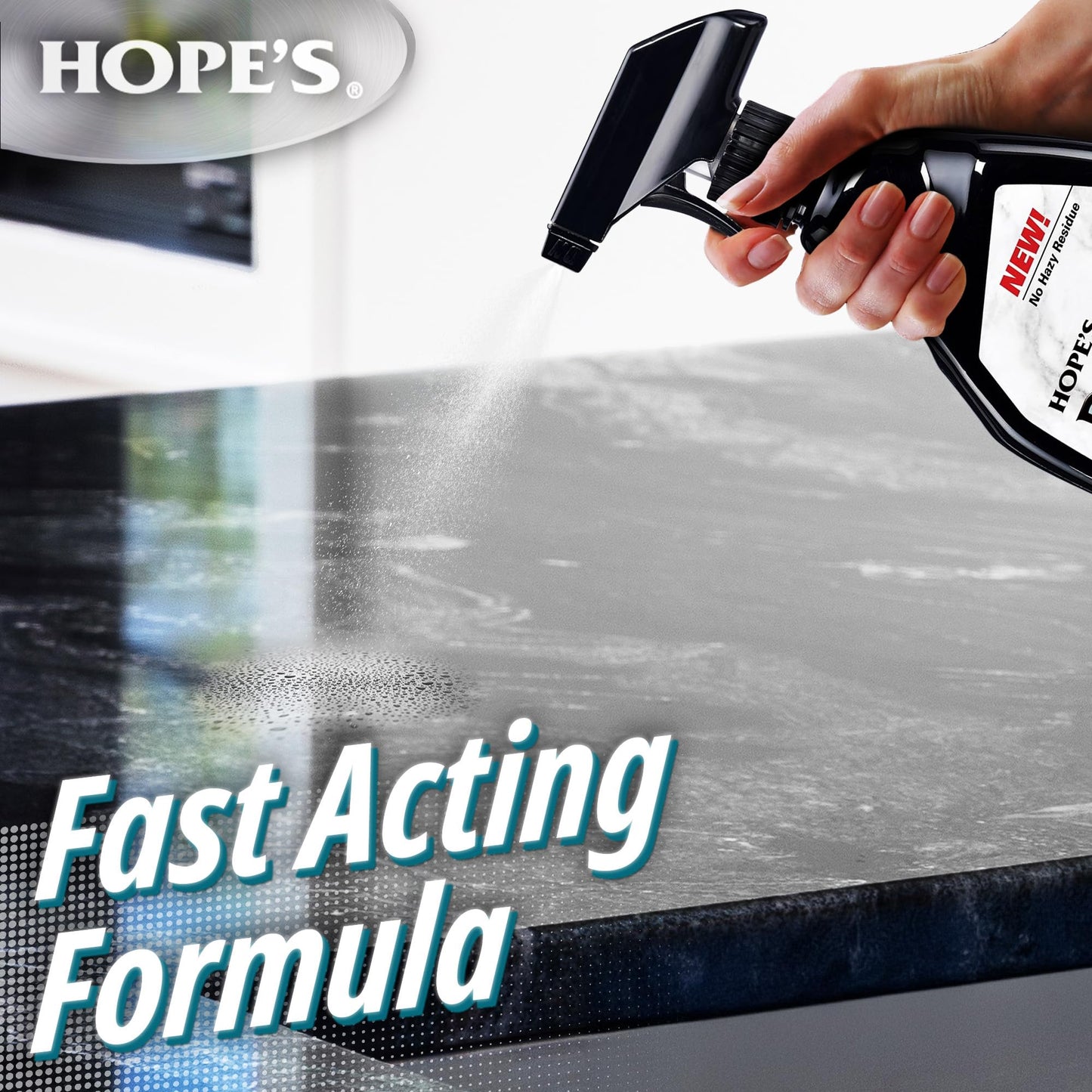 HOPE'S Perfect Quartz Countertop Cleaner, No Hazy Residue, Streak-Free, Safe on Food Contact Surfaces, Fragrance-Free, Sunscreen-Free, Counter Cleaner
