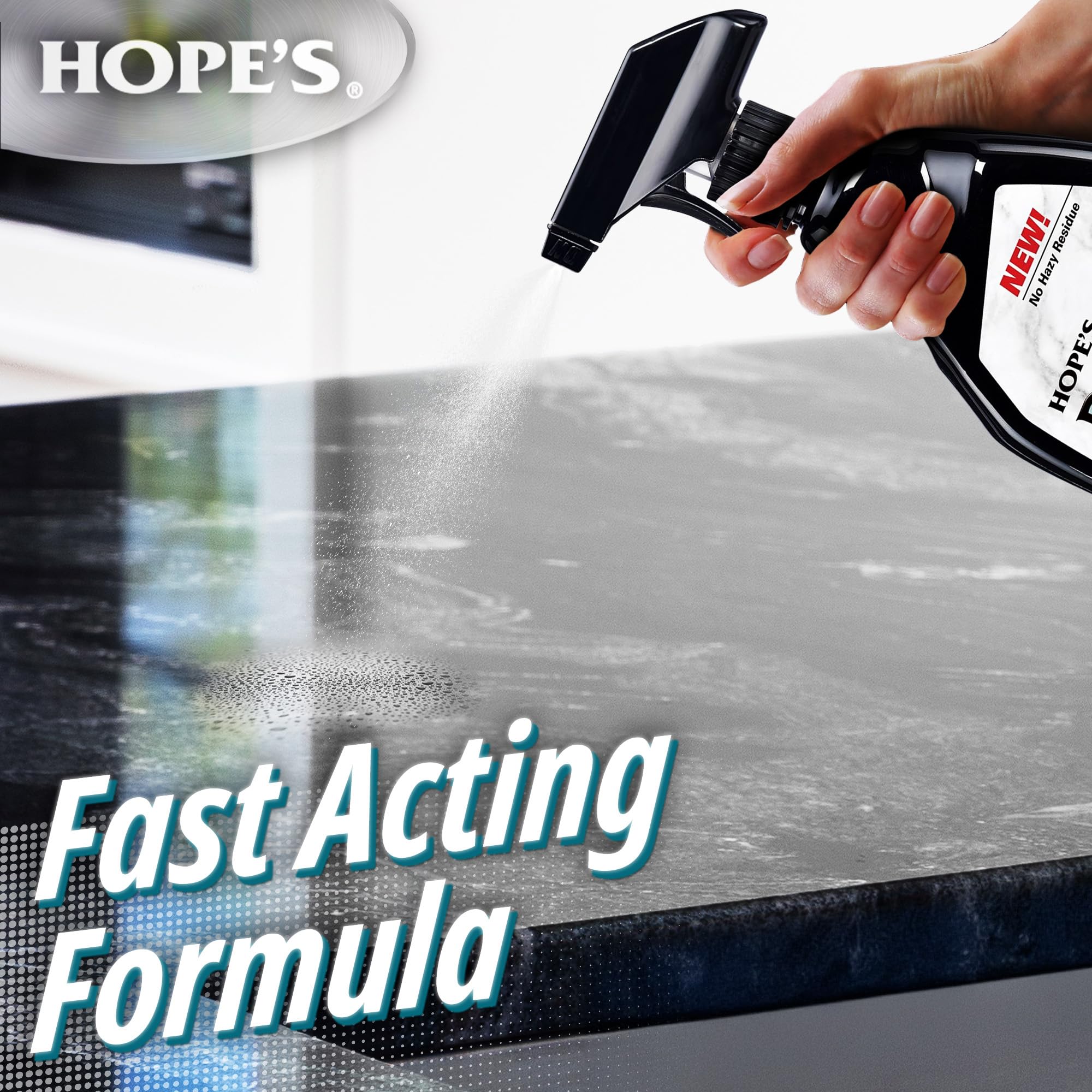 HOPE'S Perfect Quartz Countertop Cleaner, No Hazy Residue, Streak-Free, Safe on Food Contact Surfaces, Fragrance-Free, Sunscreen-Free, Counter Cleaner