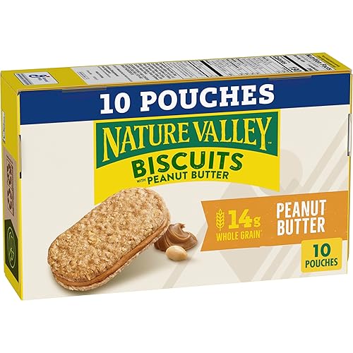 Nature Valley Biscuit Sandwiches, Peanut Butter, Snack Bars, 10 Bars, 13.5 oz