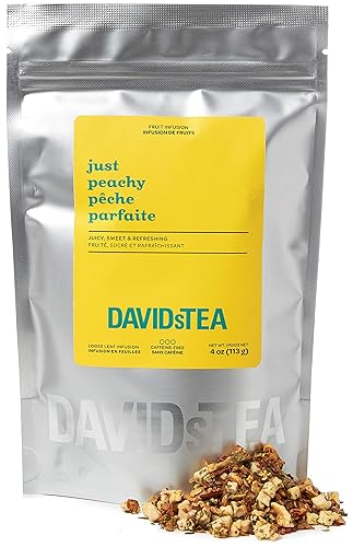 DAVIDsTEA Just Peachy Loose Leaf Tea, Premium Herbal Tea with Peach and Apple, Fruity Iced Tea, 4 oz / 113 g