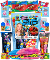 Ashley Dashley's-Blue Raspberry + Cotton Candy Pickle Kit -Gift Pouch-1 Blue Raz + 1 Cotton Candy Pickles w/Skwinkles, Crunch Powder, Fruit Roll