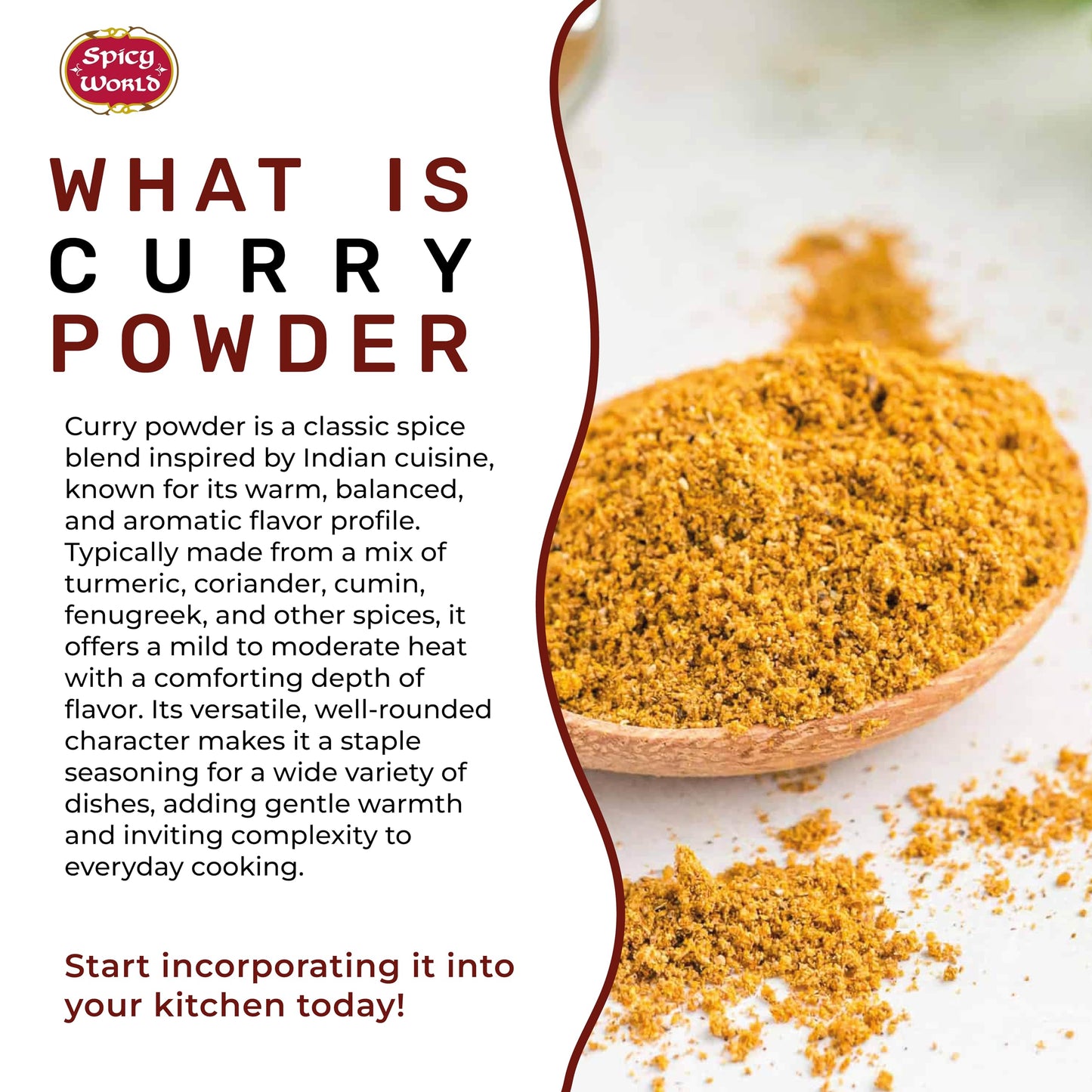 Spicy World Curry Powder 14.4 oz Jar - Authentic Blend of 9-Indian Spices, Premium Quality Blend for Curries, Vegetables, And More - All-Natural