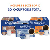 Caffè Borbone Variety Pack Coffee Pods (30 Count) - House, Breakfast & Italian Roast Blends for a Smooth, Bold & Balanced Brew - Single Serve Coffee