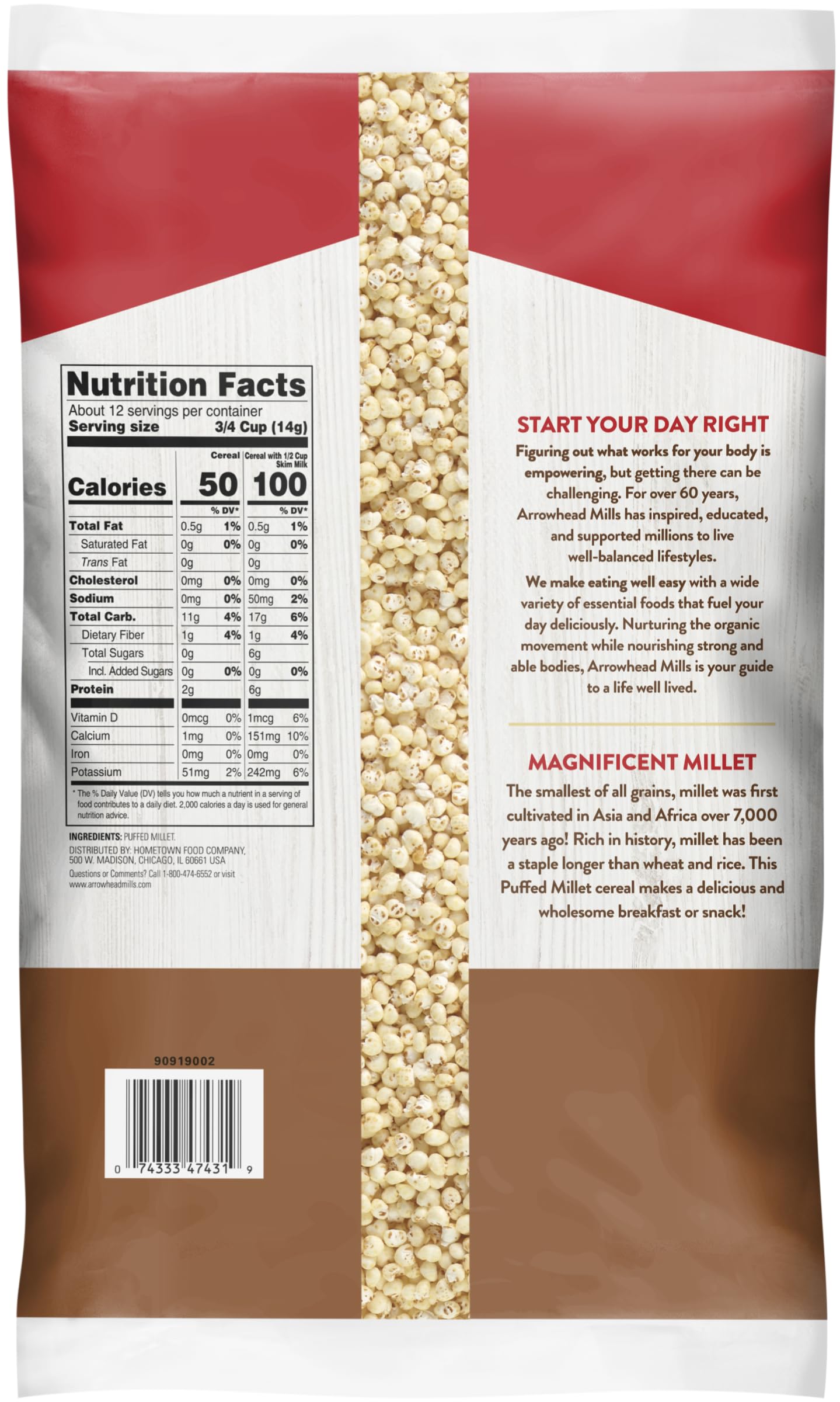 Arrowhead Mills Puffed Millet Cereal, 6 oz Bag (Pack of 12)