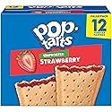 Pop-Tarts Toaster Pastries, Breakfast Foods, Kids Snacks, Value Pack, Unfrosted Strawberry (12 Pop-Tarts)