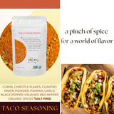 Organic Taco Seasoning Mix by Spice Hut, Salt-Free, Authentic Southwestern Seasoning for Cooking Flavorful Carne Asada, Beef, Carnitas, Tacos, Burrito