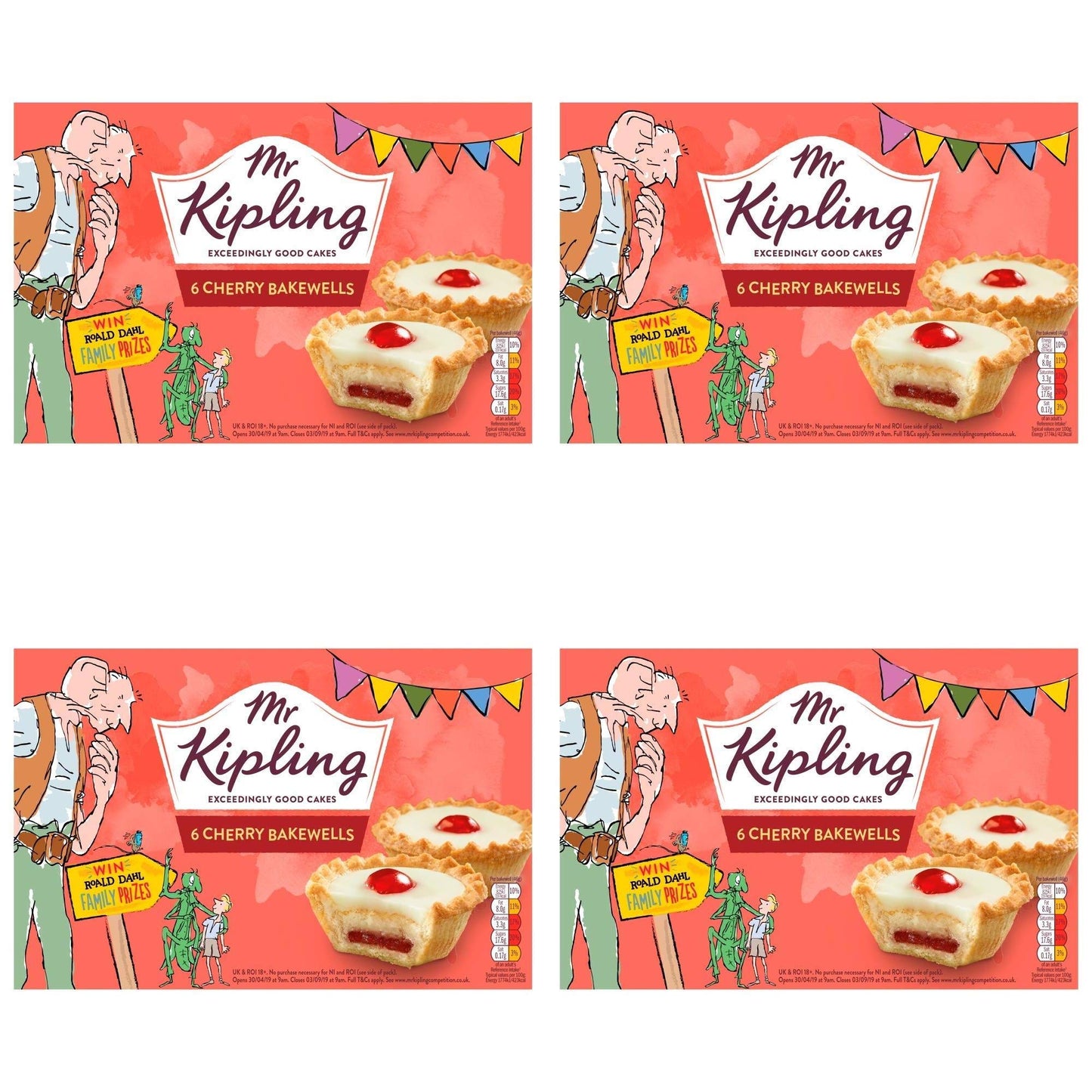 Mr Kipling Cakes - Cherry Bakewells - 6 Pack-SET OF 4