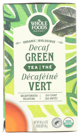 Whole Foods Market, Tea Green Decaf Organic, 20 Count
