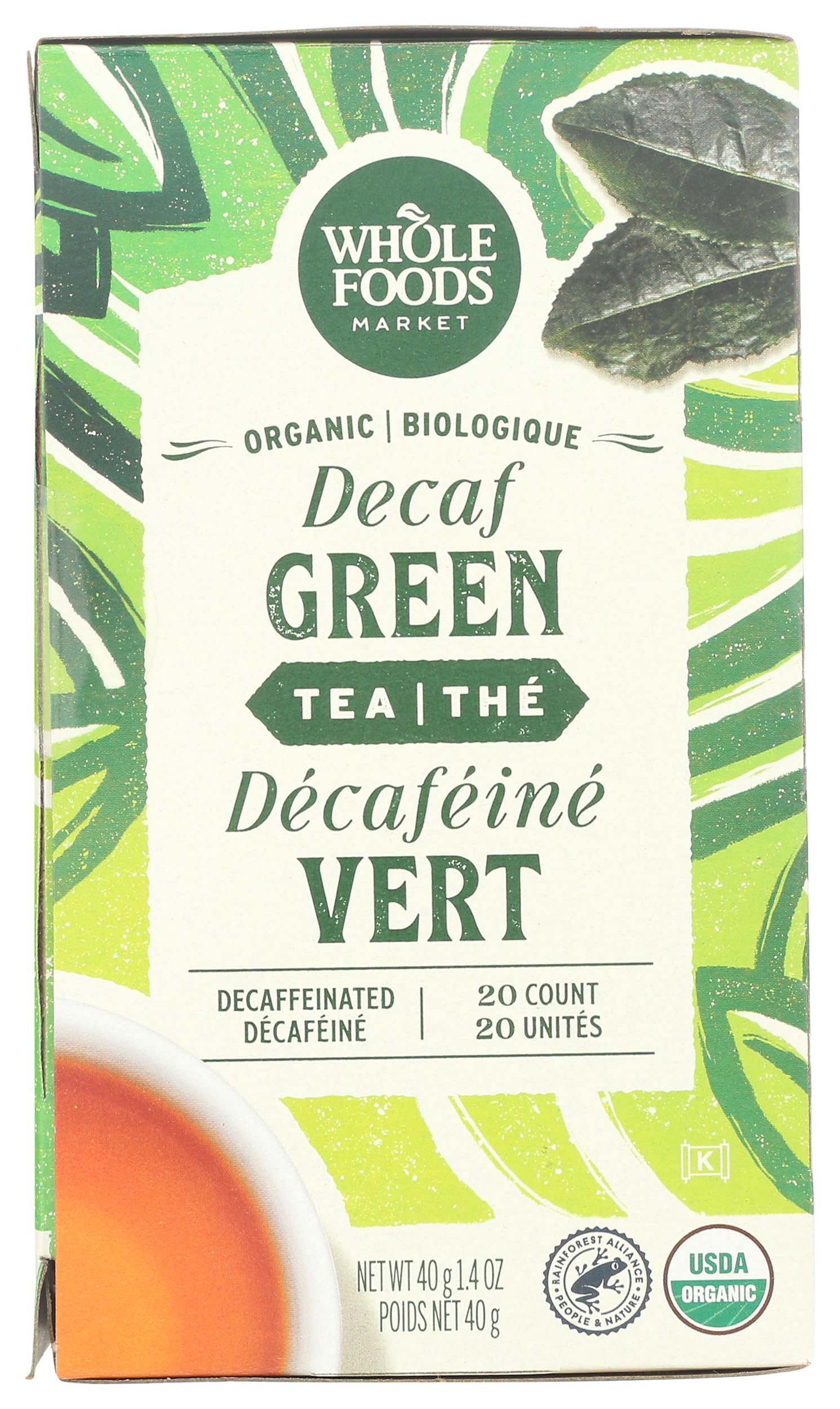 Whole Foods Market, Tea Green Decaf Organic, 20 Count