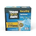 Trash Away Heavy Duty Recycling Drawstring Bags | Tall & Strong Bags for Home & Kitchen - (65 Ct, 13 Gallons) Large Trash Bags Paper,| Thick Recycle