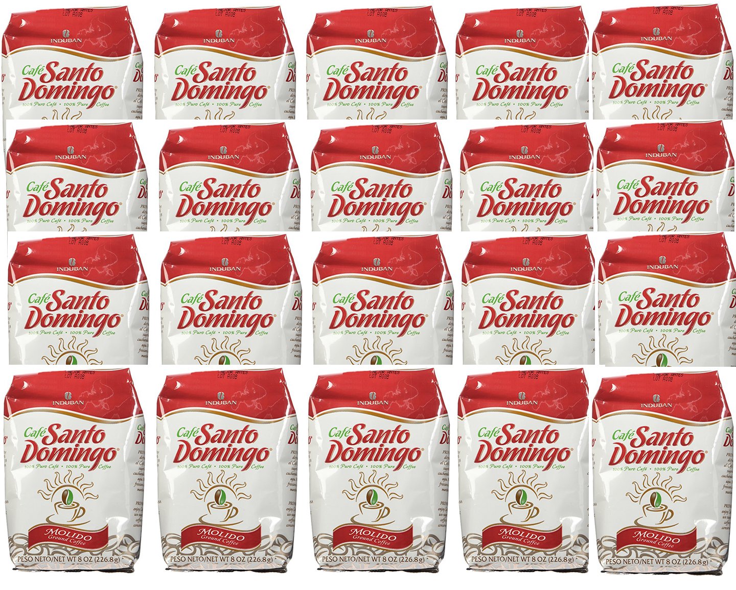 Santo Domingo 100% Pure Dominican Ground Coffee 20 8 oz Bags/1 Case - 160 oz.