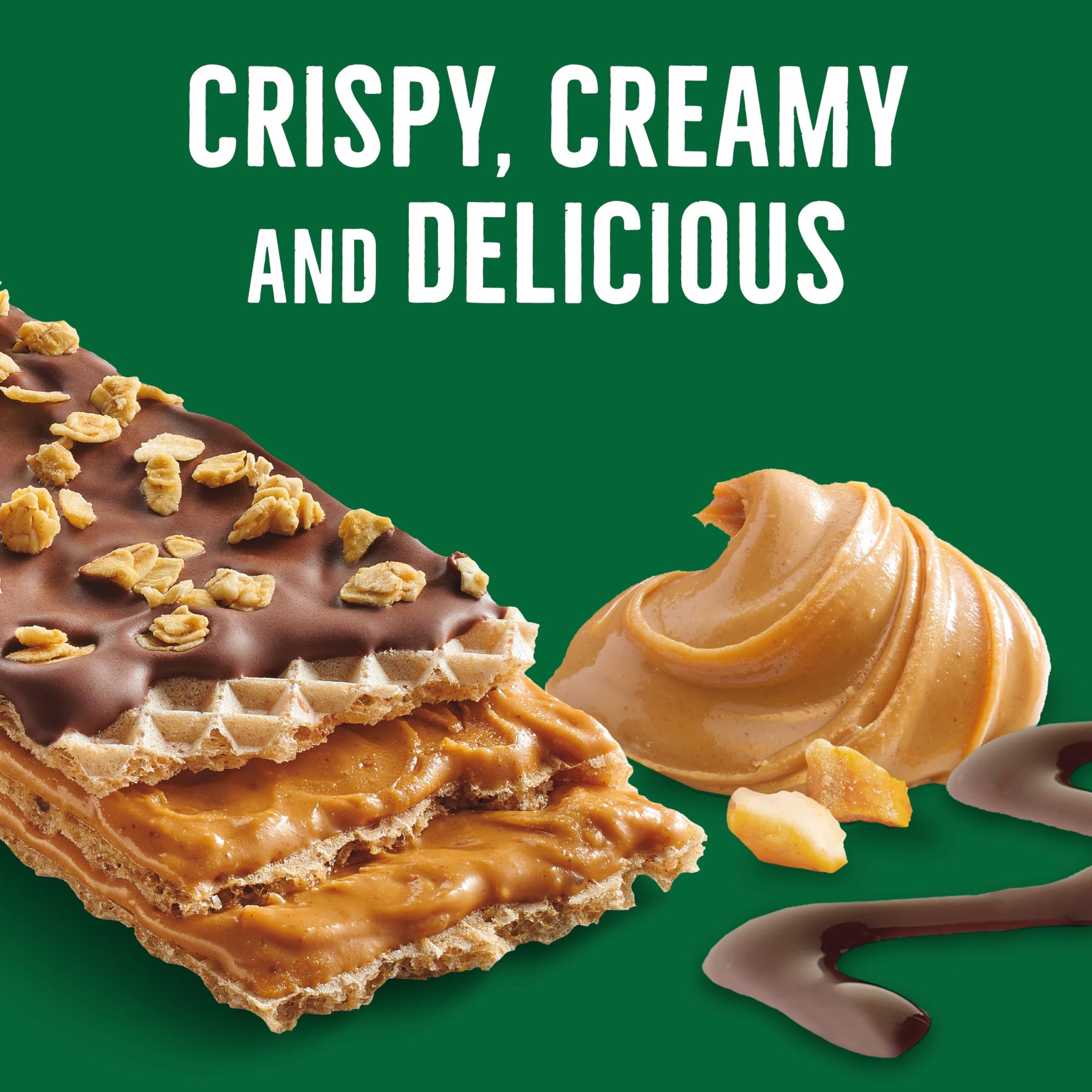Nature Valley Crispy Creamy Wafer Bars, Peanut Butter Chocolate, 4g Protein, 5 Bars, 6.5 oz