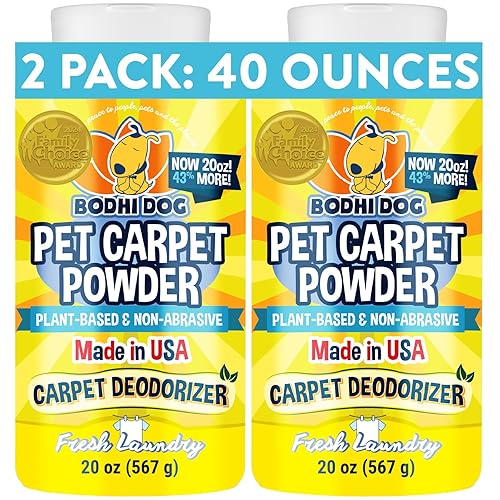 Bodhi Dog Natural Carpet Deodorizer Powder - Dry Pet Smell Eliminator & Urine Odor Remover - Loosens Fur & Dirt - Plant-Based Room Freshener