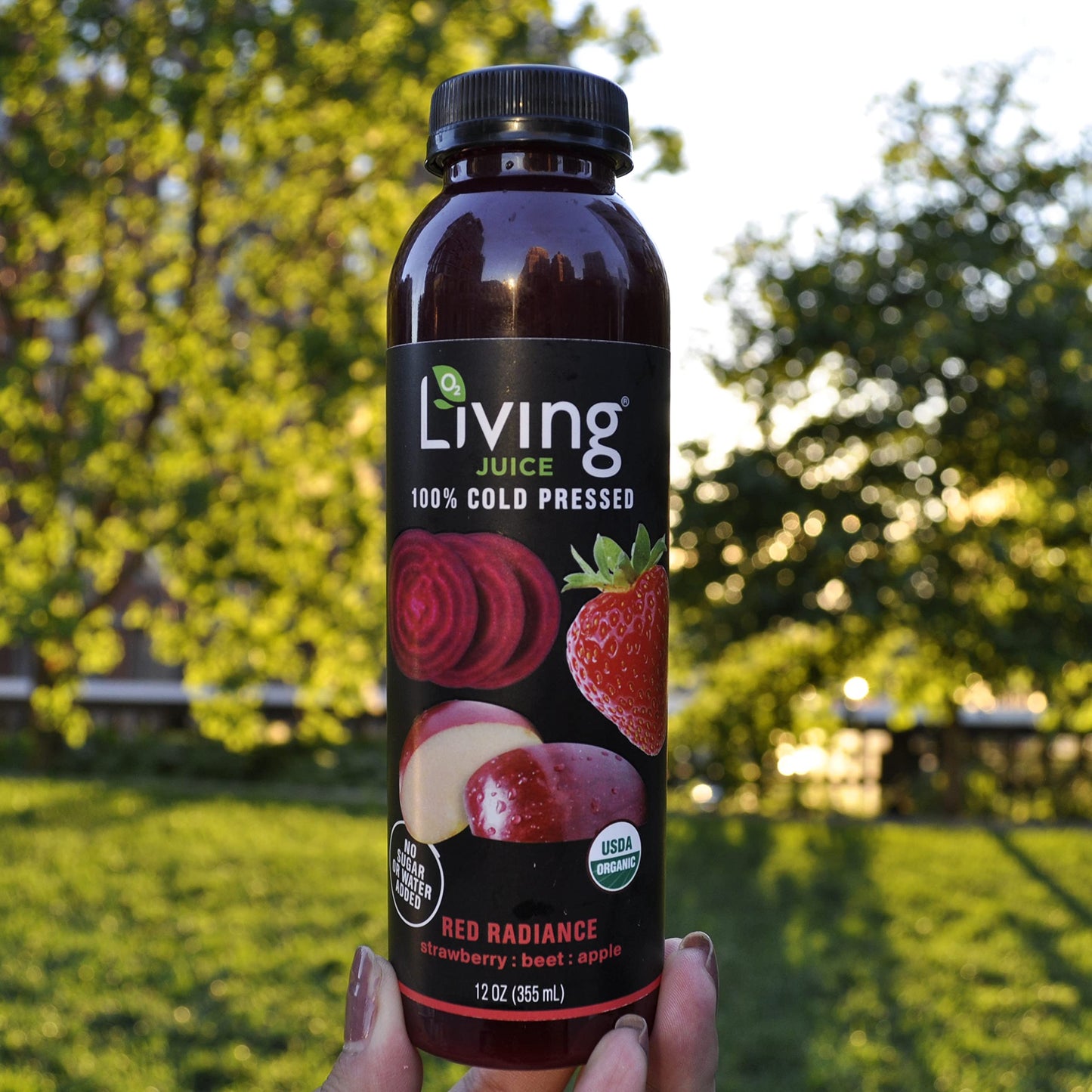 O2 Living Juice Cold Pressed Drink - Red Radiance Organic Juice Pack - No Added Sugar or Water, Naturally Sweetened from Fruits, Rich in Nutrients
