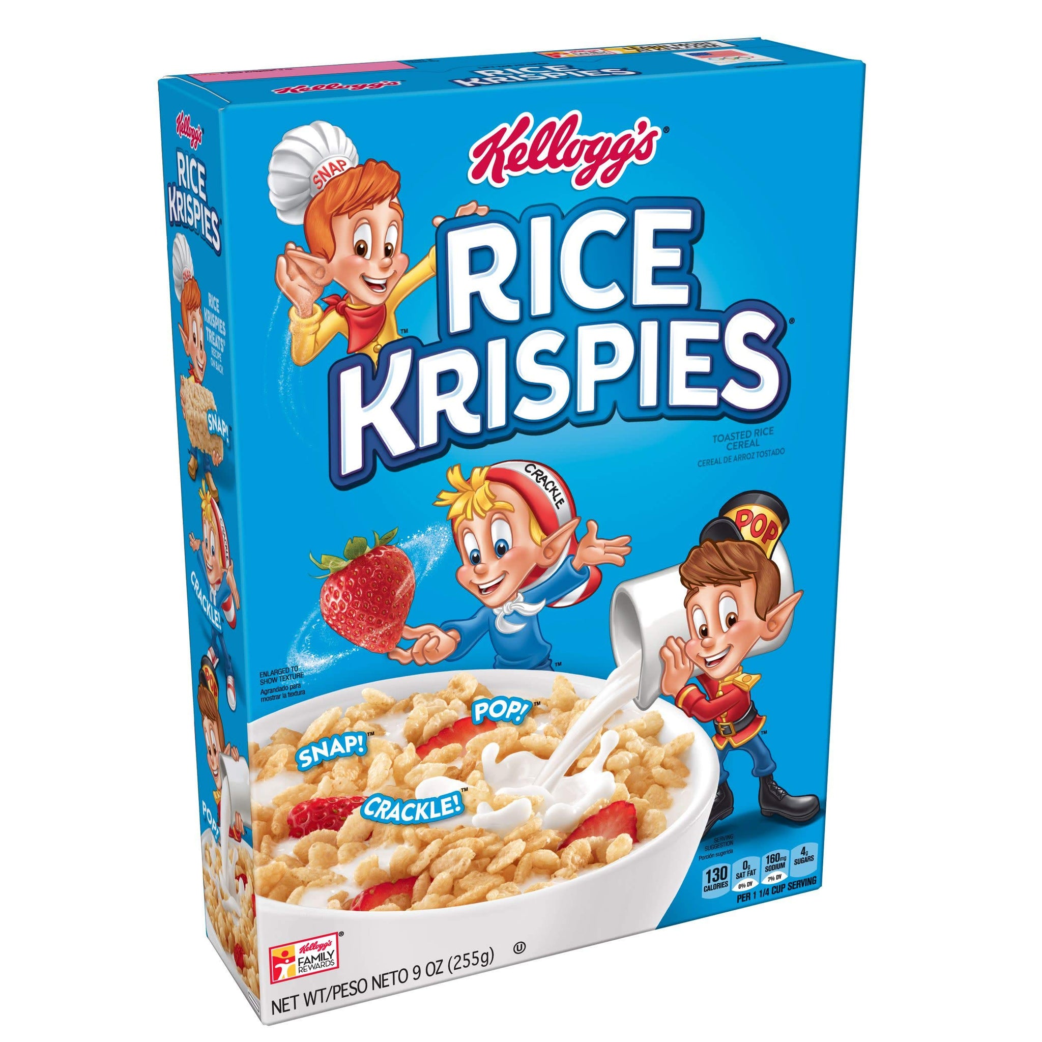 (Discontinue Version) Kellogg’s Rice Krispies, Breakfast Cereal, Toasted Rice Cereal, Fat-Free, 9 oz Box
