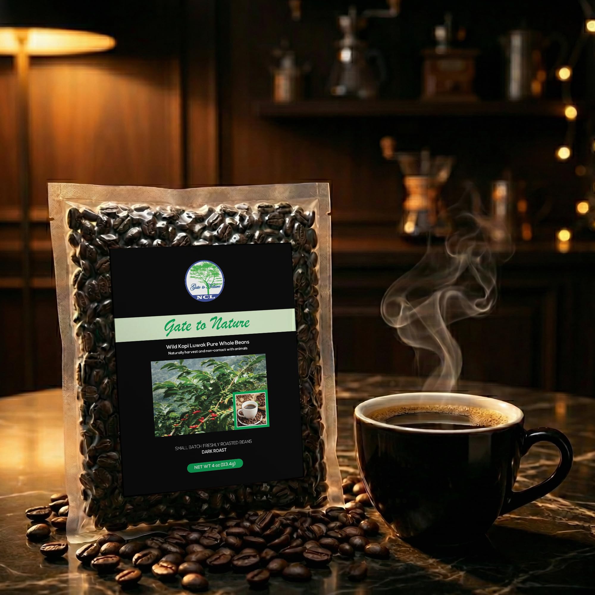 Gate to Nature Wild Civet Arabica Coffee Whole Beans, Freshly Made Luxury Kopi Luwak Coffee Bean, Dark Roast Kopi Luwak Coffee Gifts, Produce in best