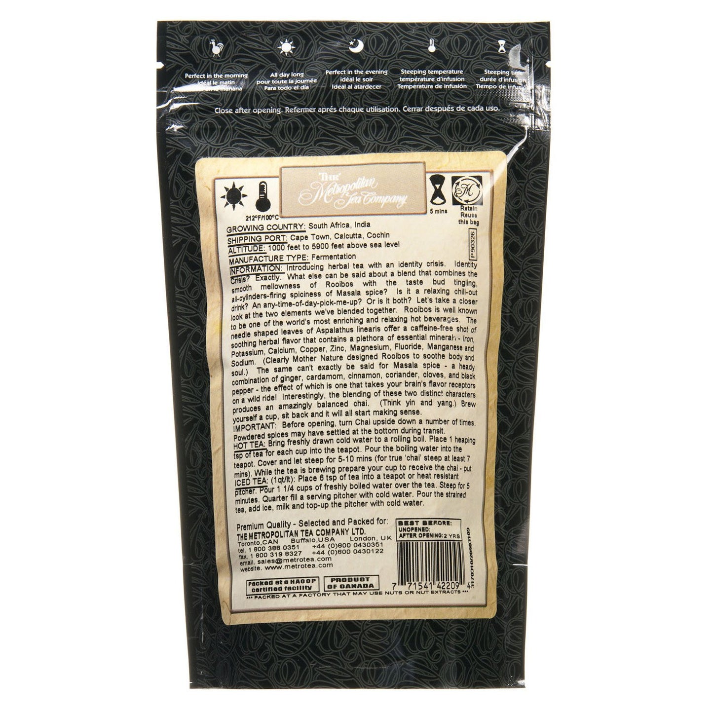 Metropolitan Tea Discovery Loose Tea Pack, Rooibos Masala Chai Chai, 100gm