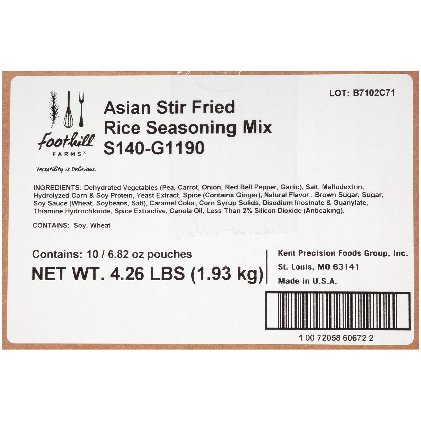 Foothill Farms Asian Style Stir Fried Rice Seasoning Mix, Blend of Soy Sauce, Garlic, Ginger & Onion, Compliments Both White & Whole Grain Brown Rice