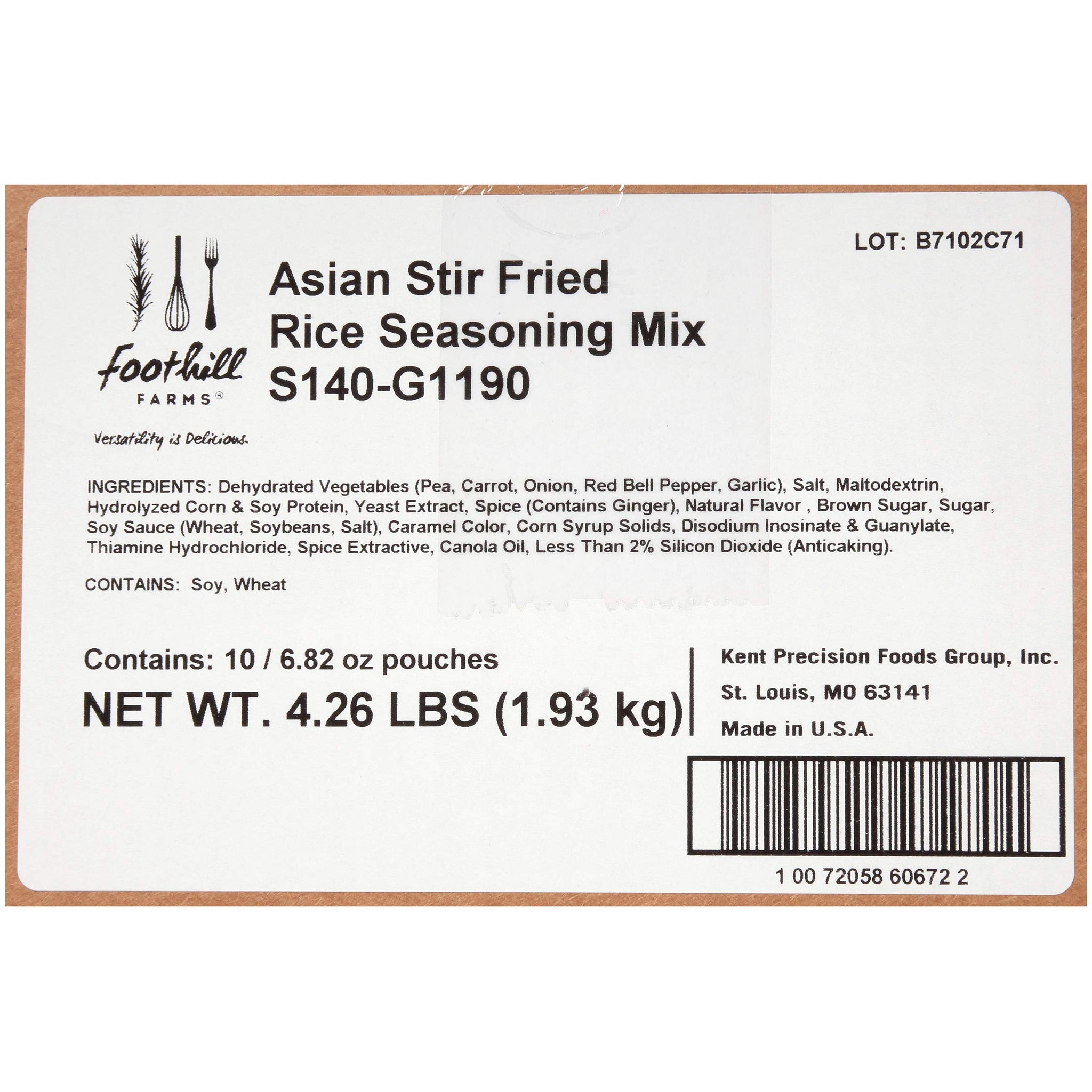 Foothill Farms Asian Style Stir Fried Rice Seasoning Mix, Blend of Soy Sauce, Garlic, Ginger & Onion, Compliments Both White & Whole Grain Brown Rice