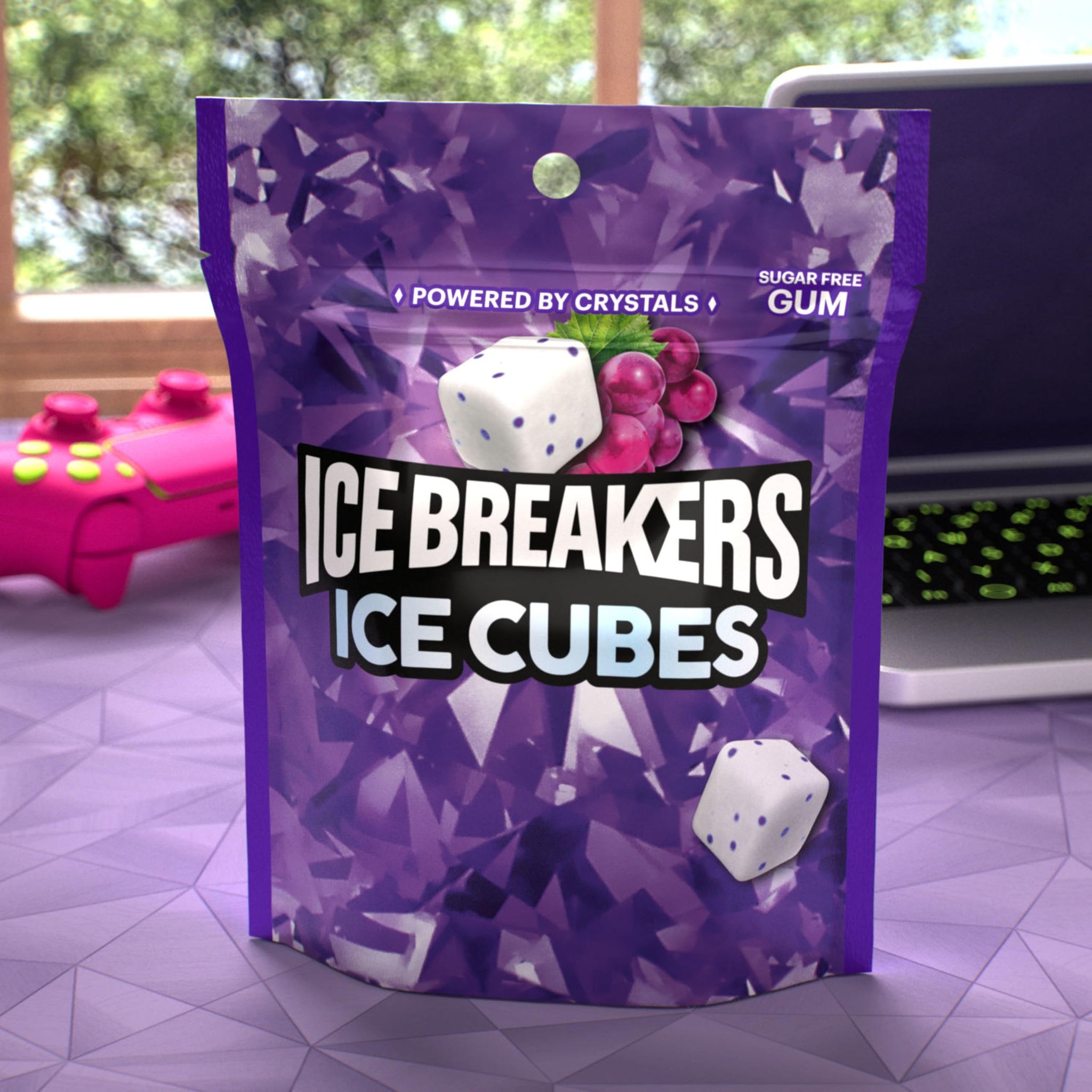 ICE BREAKERS Ice Cubes Arctic Grape Flavored Sugar Free Chewing Gum Pouch, 8.11 oz (100 Pieces)