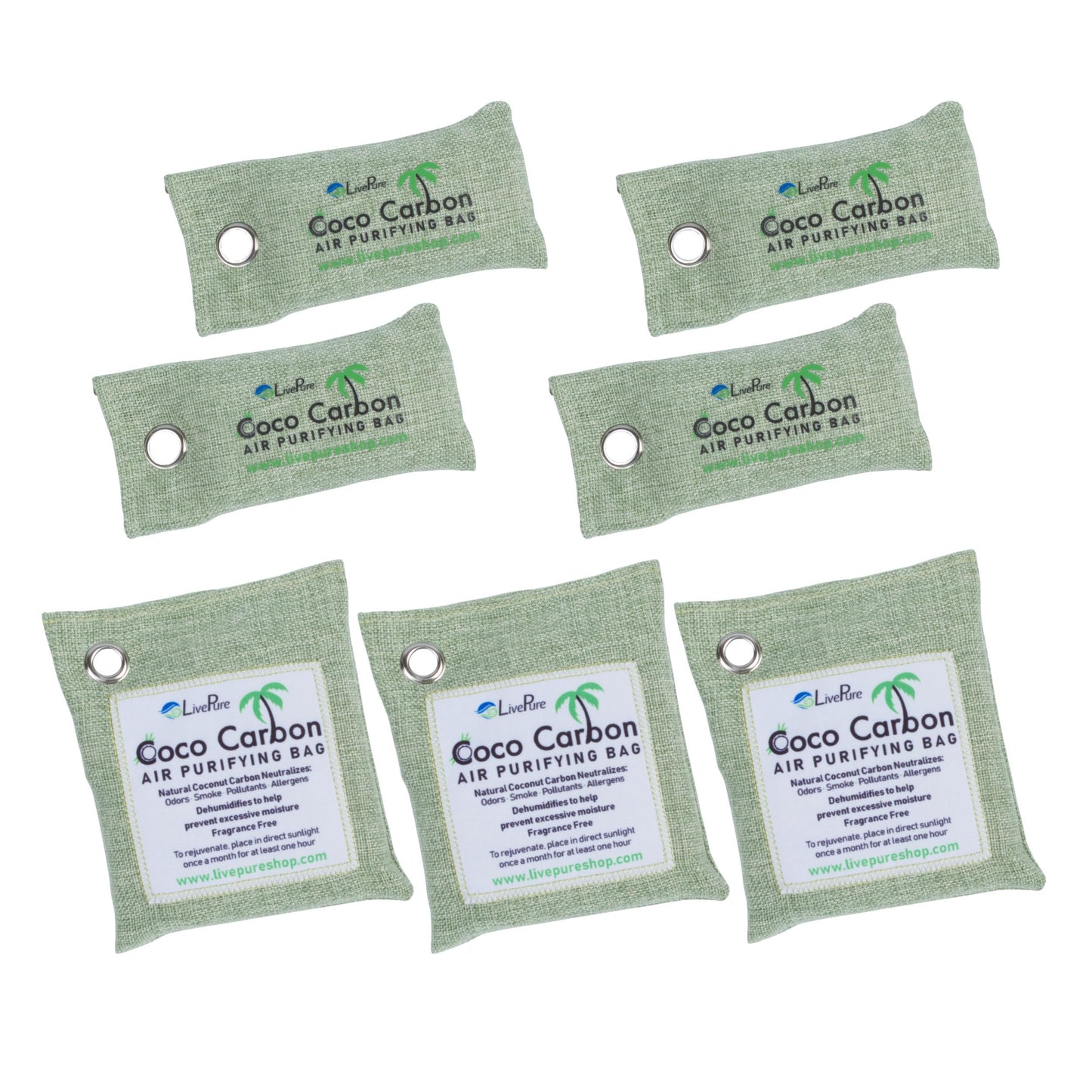 LivePure Natural Cococarbon Air Purifying Bag Value Pack - Mint