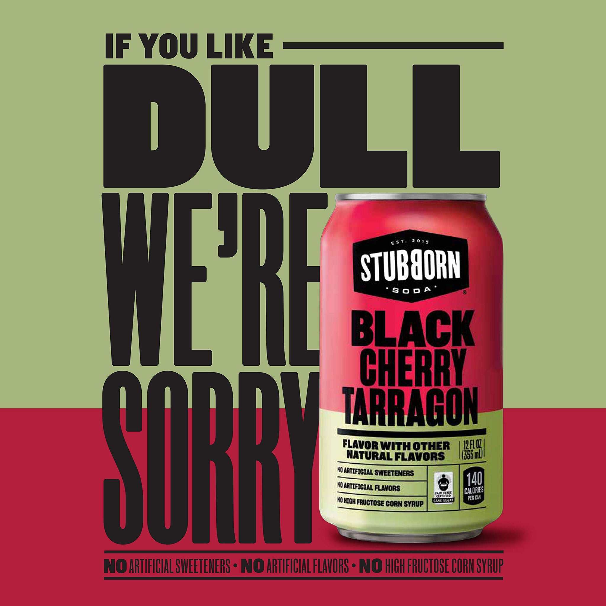 Stubborn Soda, Black Cherry Tarragon, 12 Fl Oz Cans (Pack of 12)